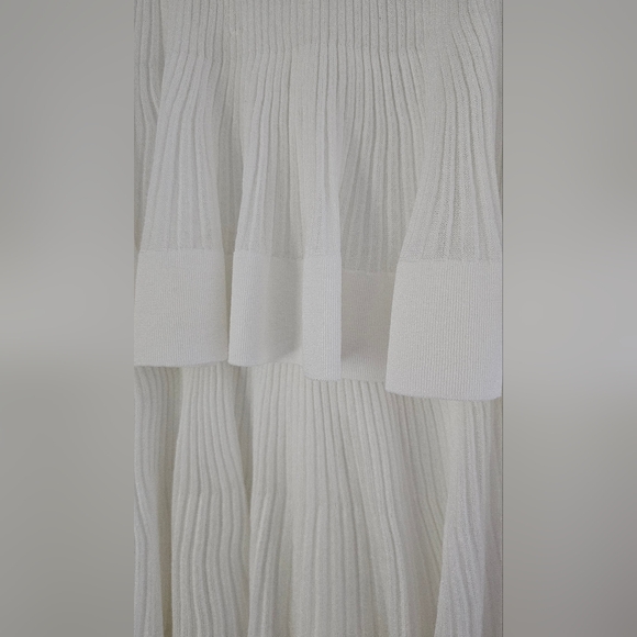Zimmermann Cotton-Blend Rib-Knit Tiered Midi-Skirt Cream Size 2 (6-8) - Picture 13 of 14